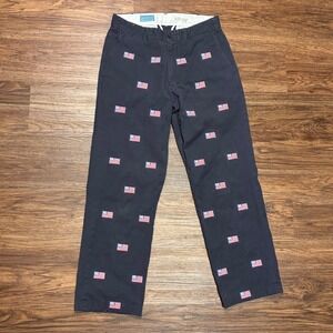 Castaway Nantucket Island American Flag Embroidered Chino Pants Mens 30x30 Navy